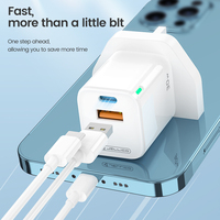 Chargeur portable mini de voyage PD 20W à charge rapide Type-C, prises EU/US/UK, protection OTP ignifuge, téléphones mobiles, montre connectée