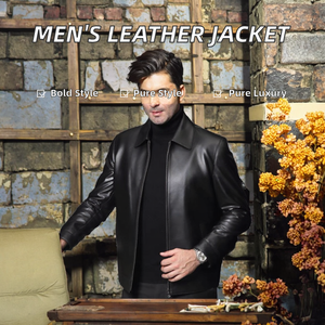 Chaqueta de Motociclista Formal para Hombre, de Cuero Genuino, Ajustada, Holgada, Cortavientos, Impermeable, Transpirable, con Logotipo Frontal - Product Image 2