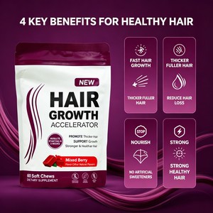 Gummies Accélérateurs de Croissance Capillaire aux Vitamines, Saveur Baies Mixtes, 60 Unités – Favorise des Cheveux Plus Épais et Plus Forts – Complément Alimentaire ODM OEM - Product Image 2