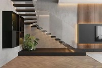 Escalier flottant moderne à marches ouvertes avec marches en bois, escalier cantilever sur mesure pour l'intérieur