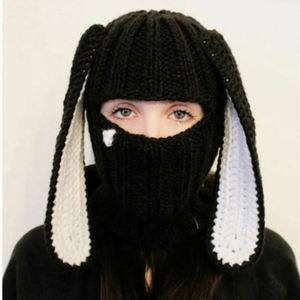 Gorros de Invierno Hechos a Mano al por Mayor para Hombre y Mujer, con Máscara Facial y Orejas de Conejo, para Halloween, Máscara de Esquí, Balaclava - Product Image 5