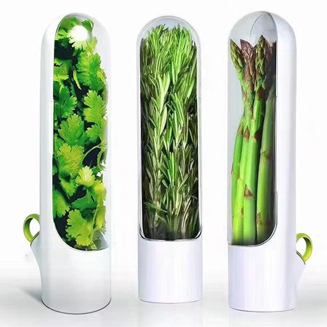Herb Saver Best Keeper for Freshest Produce Lasting Refrigerator Herb Keeper Herb Storage Container for Cilantro Mint Asparagu