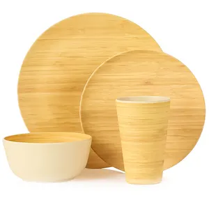 Platos de cena de fibra de bambú personalizados para el hogar/restaurante, platos redondos de melamina de diseño Simple