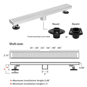 Copertura per Scarico Lineare da Pavimento per Doccia in Acciaio Inox SUS304 Anti-Odore Scarico Lungo da Bagno - Product Image 5