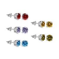 Boucles d'oreilles clous classiques en argent sterling S925 plaqué or rose avec zircon à quatre griffes, style Europe-Amérique, pierre de naissance de décembre pour femme