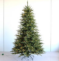 Sapin de Noël en PVC de luxe blanc floqué de haute qualité pré-éclairé en usine avec contrôleur