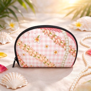 Bolsa de Cosméticos con Estampado Hawaiano de Puakenikeni y Palaka, Se Aceptan Diseños Personalizados, Bolsa de Maquillaje de Viaje, Bolsa de Aseo Portátil con Cierre - Product Image 1