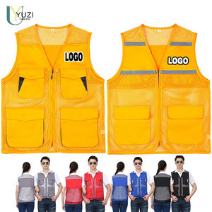 سترة رجالية شبكية قابلة للتنفس عالية الوضوح مع شريط عاكس للضوء، ملابس عمل للمتطوعين والخدمات العامة، سترة أمان عاكسة للضوء مع جيوب وشعار - Product Image 1