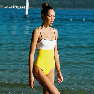 Atlantic Beach OEM / ODM col français Style rétro Fine bande jeune GIrls maillot de bain une pièce Sexy femmes maillots de bain - Product Image 5