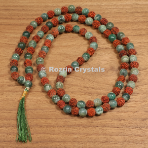 Perles de prière bouddhistes Mala en jade Rudraksha de Rozhin Crystals, forme sphérique polie, objet de collection artistique - Product Image 3
