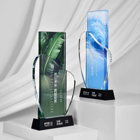 Trophée de cristal personnalisé avec base en bois en forme de nuage