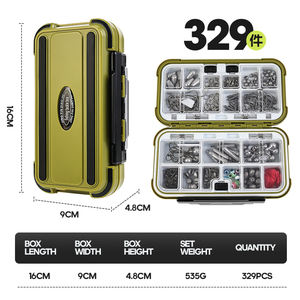 Набор рыболовных принадлежностей из 329/537 предметов: высококачественные водонепроницаемые вертлюги, крючки, бусины, грузила, коробка для снастей. Для ловли снепперов и сомов. - Product Image 2