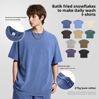 Kaos Pria Lengan Pendek American Vintage Washed Katun Murni Tebal Batik Bernapas Menyerap Keringat Polos