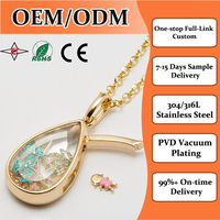 Colliers personnalisés en gros : Pendentifs goutte d'eau ouverts, accessoires palmiers, bijoux DIY pour petits objets mignons et transparents