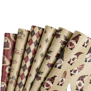 Wholesale High Quality Printing Simple Gift Thicken Paper Packaging Brown Kraft Christmas Gift Wrapping Paper