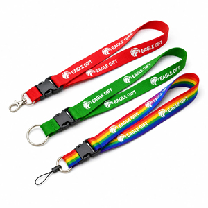 Wholesale Cheap Custom Black Neck Strap Sublimation Printed <b>Polyester</b> Durable Id Card Blank <b>Lanyard</b> with Buckle Ribbon - Product Image 1