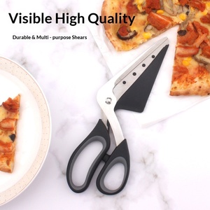 Ciseaux à pizza 2 en 1 avec spatule amovible, outil de cuisson en <span class=keywords><strong>acier</strong></span> inoxydable pour la cuisine à domicile, coupe-pizza créatif, ensemble serveur - Product Image 1
