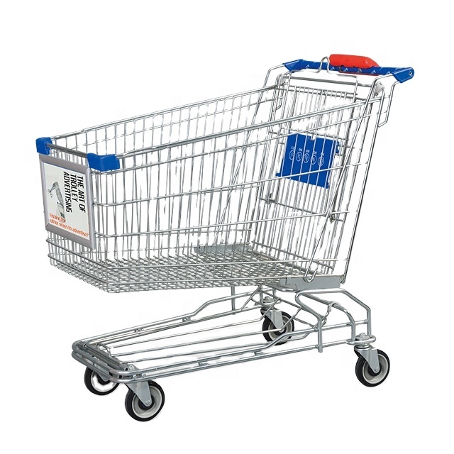 hypermarket shopping hand push trolley metal supermarket trolley