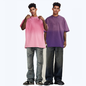 Venta al por mayor de ropa urbana de 250g de peso pesado, extragrande, personalizada, de color liso, con lavado ácido, 100% algodón, tejida y estampada con serigrafía. - Product Image 5