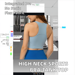Top Corto de Cuello Alto para Mujer con Sujetador Deportivo Incorporado, Ideal para Correr y Deportes, Camiseta sin Mangas para Damas - Product Image 2