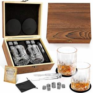 Maxfree – Ensemble de verres à whisky haut de gamme avec bouchon à glaçons et disque de lavage, présenté dans une boîte de rangement en bois – Idéal pour le bar - Product Image 2