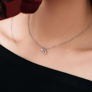 Dylam New Rhodium Plated Dainty CZ Alphabet Letter -Q- Necklace, Personalized Name <b>Initial</b> Necklace for Women Female - Product Image 5