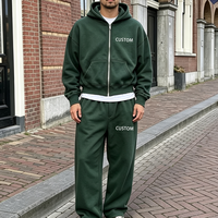 Ensemble de survêtement unisexe épais et oversize avec sweat à capuche zippé et pantalon de jogging, personnalisable, design vierge pour homme, style streetwear, vente en gros