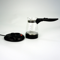 Bouilloire électrique turque sans fil 0,6 L en verre avec poignée pliable, chauffage à 360 degrés, arrêt automatique et protection contre l'ébullition à sec
