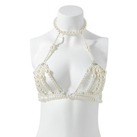 Soutien-gorge Sexy, chaîne, bijoux de corps, Long gland, bijoux de licou, Bikini d'été, barre de perles, chaîne de ventre