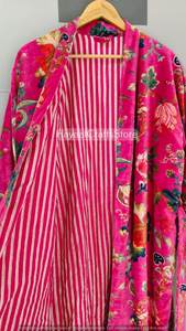 Robe kimono en velours à imprimé floral pour femmes, coupe ample, manches trois quarts, longueur maxi, style enveloppant à nouer, vêtements décontractés pour toutes les saisons - Product Image 3