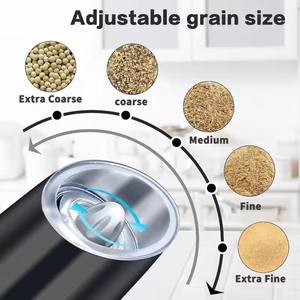 Moulin à sel et à épices à gravité, 135 ml, lumière LED bleue, réglage de la grosseur, chargement Type C, lot de 2, vente en gros OEM ODM - Product Image 3