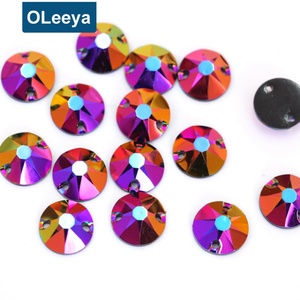 Prix de gros usine Plus de 15 couleurs 12 mm Or rose brillant AB Noir Strass en résine à dos plat Rivoli à coudre pour robe de mariée - Product Image 3