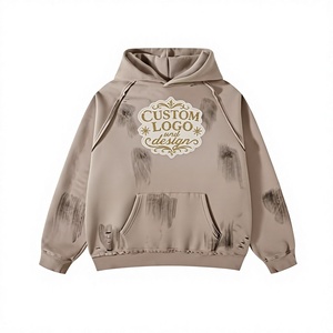 Hoodie personnalisé unisexe surdimensionné en coton French Terry, fabrication artisanale, broderie vieillie, strass, effet vintage délavé à l'acide et à la pierre - Product Image 1