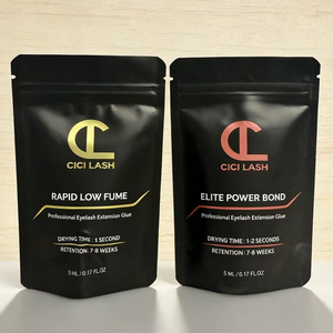 Pochette noire autoportante écologique personnalisée, petit sachet refermable pour emballage cosmétique, idéal pour les colle à cils - Product Image 2