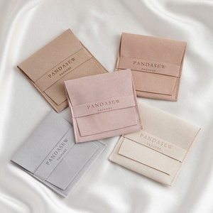 PandaSew Elegant Dusty Pink <b>Envelope</b> Microfiber Jewelry Pouch with Band Custom Logo - Product Image 5