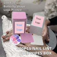 Nouvelles lingettes professionnelles en coton sans peluches pour ongles, emballage carré en boîte, marque privée, usage en salon, marque OEM, personnalisées pour vernis à ongles