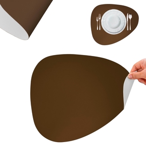 Set de table double face en similicuir 45x37 cm, marron et ivoire - Product Image 1