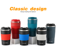 Mug à café de voyage de style européen personnalisé en usine, mug à café en acier inoxydable à double paroi avec couvercle en plastique