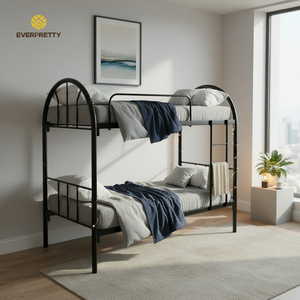 <span class=keywords><strong>Lit</strong></span> <span class=keywords><strong>superposé</strong></span> métallique moderne pour dortoir scolaire avec grille en fer et échelle pour étudiants, personnel, appartement, chambre, auberge - Product Image 2