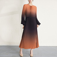 Robe plissée élégante dégradée Miyake 2026 avec ceinture, longueur midi pour femme, idéale pour les occasions décontractées et formelles, style Noël