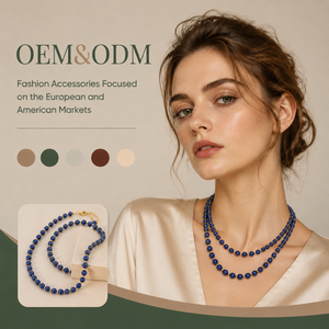 Ear enlace oem odm Wholesale Gold Plated <b>Beaded</b> <b>Necklaces</b> With Lapis Lazuli Natural Gemstone Chain Jewelry For Women - Product Image 1