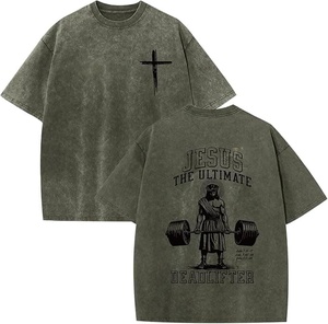 High Quality 300gsm Heavyweight Cotton Acid Washed T Shirt Custom Logo Oversized Vintage Streetwear Plain Shirts - Product Image 3