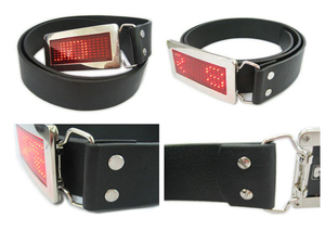 Ceinture LED Lumineuse à Boucle Éclairante, Affichage LED, Ceinture de Luxe pour Homme, Noir, Simple, en Acier Inoxydable, Automatique – Grande Vente - Product Image 1