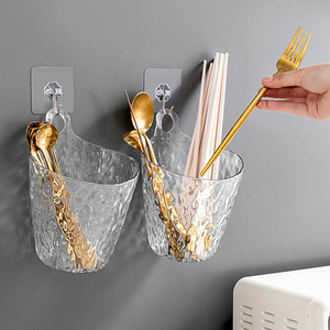 Cubo de almacenamiento montado en la pared, transparente, redondo, para artículos de cuidado personal en el baño, duradero, con gancho - Product Image 4