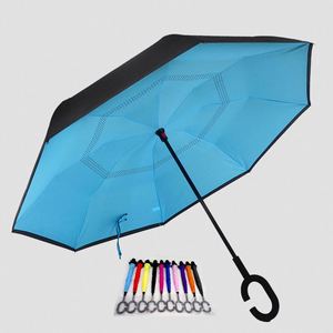 Woqing Large Classic Double-Layer <b>Outdoor</b> Waterproof Windproof Manual Straight <b>Umbrella</b> 190T Nylon Fabric Glass Fiber Ribs 8 - Product Image 4