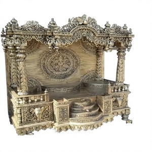 Hand Carved Elegant Pooja <b>Mandir</b> Home Traditional Teak Wood Customized Size Personalized Color Detachable Best Quality Discount - Product Image 1