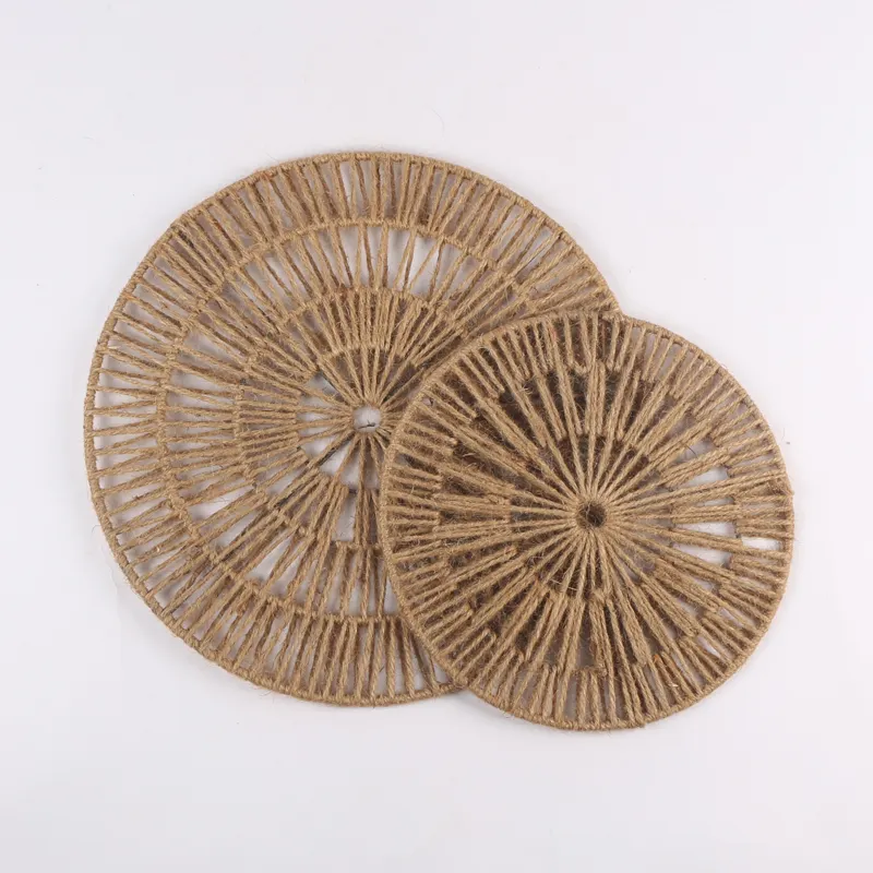Handmade Woven Jute Rope placemat Wall Hanging Flat Plate Baskets Wall decoration Round In Rope For Home Decor
