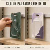 Kemasan Kartu Blister Kustom untuk Aksesoris Makeup dengan Tray PET Transparan, Alas Karton Berprint, dan Lubang Gantungan untuk Retail