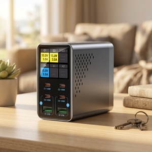 <span class=keywords><strong>Chargeur</strong></span> rapide multiple pour tablette 160W, <span class=keywords><strong>chargeur</strong></span> intelligent GaN USB C Type C avec écran TFT, charge rapide PD3.1 PD3.0 PPS pour téléphone - Product Image 1