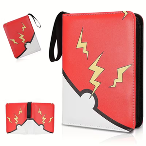 Reliure pour cartes Pokémon <span class=keywords><strong>à</strong></span> 4 pochettes, fermeture éclair en cuir, capacité de 400 cartes, reliure Pokémon pour cartes de sport, cartes <span class=keywords><strong>à</strong></span> collectionner, cartes Pokémon - Product Image 1